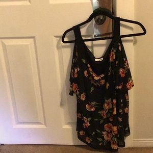 Floral cold shoulder top, plus size